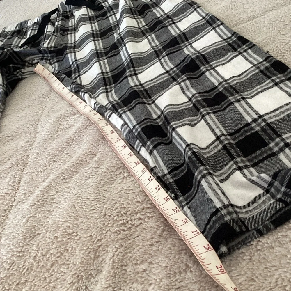 Plaid Grid Pajama Pants Black and White - Picture 2 of 5